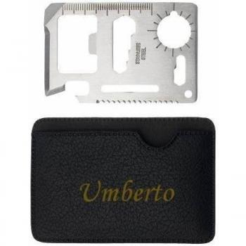 Herramienta multifunción de bolsillo con estuche con nombre grabado: Umberto