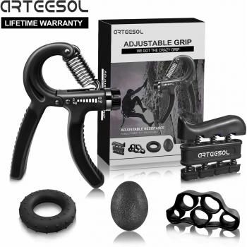 arteesol Fortalecedores de Mano Manual Antebrazo Hand Grip Workout Kit de 5 Pack Negro