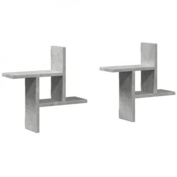 Estantes de pared de hormigón gris, 2 piezas, dimensiones 38x12x38 cm, material madera ingeniería