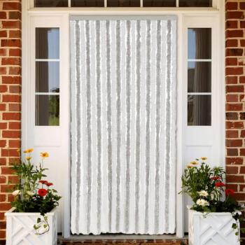 Cortina Antimoscas Chenilla 90x220 cm Color Beige y Gris Claro, Protección contra Insectos, Diseño Moderno