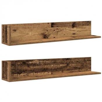Estantes de Pared 2 uds Madera Envejecida 100x16,5x16,5 cm Flotantes y Montados en la Pared