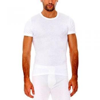 ABANDERADO 0000806- Camiseta Manga Corta Cuello Redondo Termal Efecto Calor De Fibra De Invierno, Blanco
