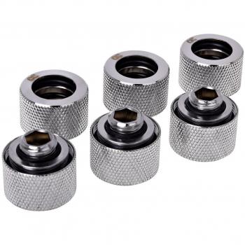 Alphacool HT 16mm HardTube Compression Fitting G1/4 - Knurled - Chrome Sixpack