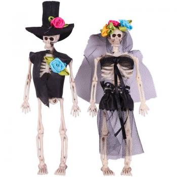 Pareja de Novios Esqueleto del Día de los Muertos de 15 cm