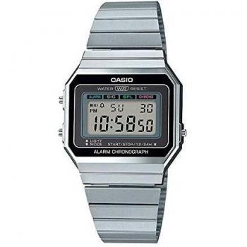CASIO Womens Digital Watch with Stainless Steel Strap A700WE-1AEF