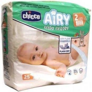 Chicco Airy Ultra Fit & Dry Pañales Talla 2 Mini 3-6 Kg, Pack de 25 Unidades