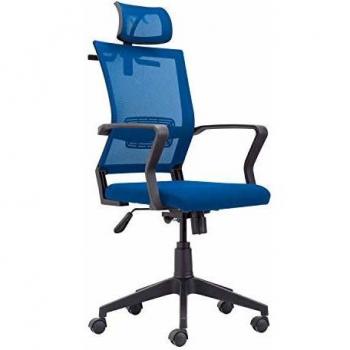 Winner, Silla de Oficina, Despacho, Escritorio o Estudio, Acabado en Tejido Transpirable Azul, Medidas: 64 cm