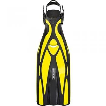 Aletas de Buceo SEAC F1 Amarillo Adulto, Ligeras, Peso de 730 Gramos por Aleta, Correa Ajustable, Talla 40/42