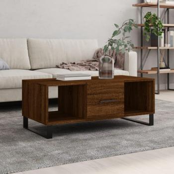 Mesa de centro de madera contrachapada multicapa de roble marrón 102x50x40 cm