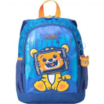 Mochila Escolar Totto Little Avatar con Pantalla de Tigre y Expresiones Tiernas