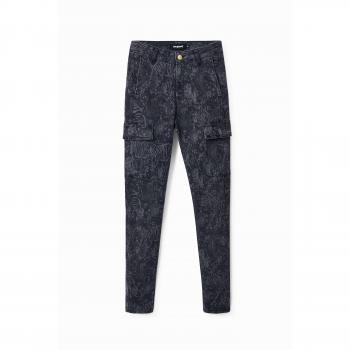 Desigual Women's Slim-Fit Black Printed Jeans with Zip Fastening