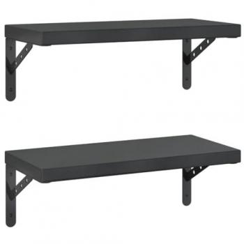 Estantes de pared 2 uds acero inoxidable negro 50x23,5 cm