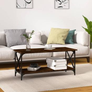 Mesa de centro de madera y hierro roble ahumado 100x45x45 cm vidaXL Marrón