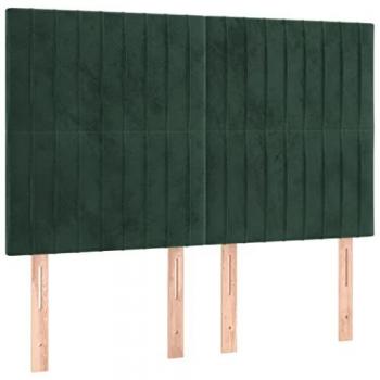 Cabecero con luces LED terciopelo verde oscuro 144x5x118/128 cm