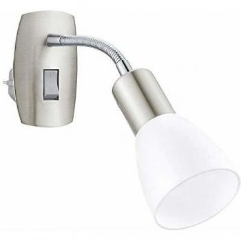 Lámpara de Pared y Techo Eglo Dakar 3 con Enchufe, Acero Níquel Satinado, 1 Luz E14, Máx. 25W