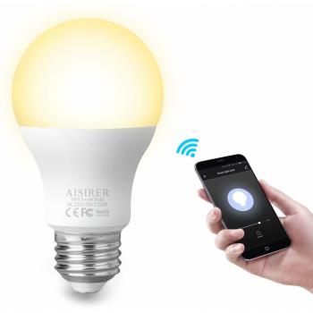 AISIRER Bombilla Inteligente Bombilla WiFi LED Smart Bulb 9W 806LM E27 2700K Luz Blanca Cálida Regulable con Amazon Alexa Echo y Google Home No Requiere Hub 1 Pack