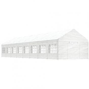 Cenador con techo de polietileno blanco 17,84x4,08x3,22 m