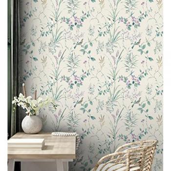 Papel Pintado Lavable Estilo Romántico de Ramas, Flores y Pájaros - Alison Garden 680930 - Rollo de 10 m x 0,53 m