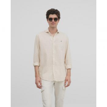 Camisa sport raya horizontal beige para Hombre