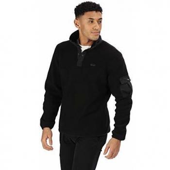 Regatta Cormac Button-Neck High Pile Borg Fashion Fleece Forro Polar, Hombre, Negro/Negro, M