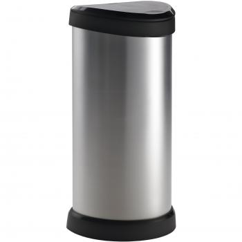 Curver 177729 Touch Papelera, mecanismo de apertura con toque, 40 L, color gris metálico