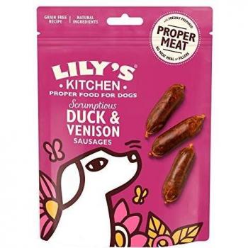 The product name, considering the given information, is:Lily's Kitchen Scrumptious Duck and Venison Sausages for Dogs