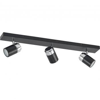 Lindby Esami foco de techo moderno alargado de metal negro con 3 luces GU10 para pasillos