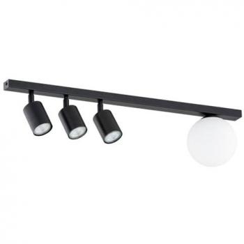 Lámpara de Techo Baster EPIKASA - Acero con recubrimiento de polvo y vidrio, Negro y Blanco, 70x17x14 cm