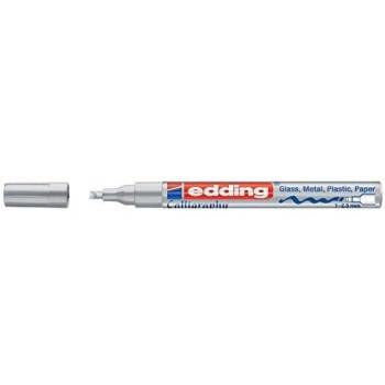 Rotulador Caligráfico Edding 753 Color Plata, Punta de 1-2.5mm, Acabado Brillante, Permanente y Resistente al Agua