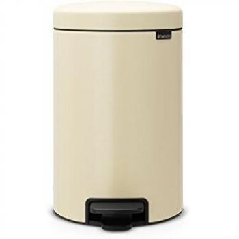 Brabantia Cubo de Basura con Pedal, Acero Inoxidable, Almendra, 12 l