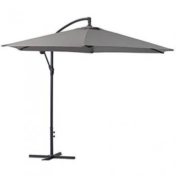 Parasol de jardín exéntrico en aluminio Ilios - Circular - Ø 3 m - Gris