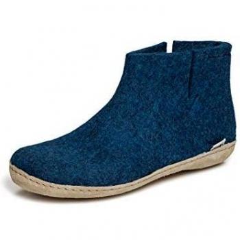 Glerups Unisex G-06 Felt Boots - Antibacterial, Breathable, Skin-Friendly, Odor-Neutral with Leather Sole in Petrol Blue