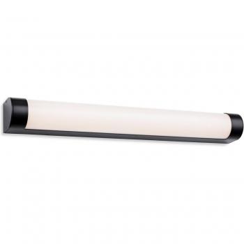 Aplique de baño Lima Noir con difusor de policarbonato opal 1 bombilla 7cm, Firstlight Lima Aplique led para baño 600mm Negro con Difusor Opal IP44