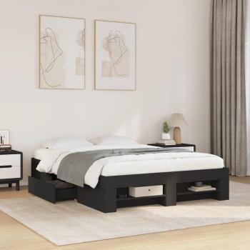Estructura de cama de madera de ingeniería negra 140x200 cm vidaXL