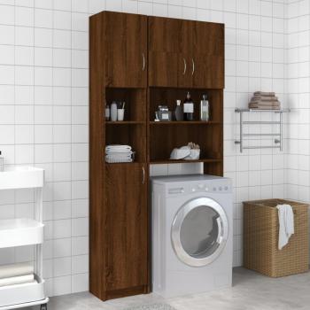 Armario baño madera contrachapada roble marrón 32x25,5x190 cm vidaXL
