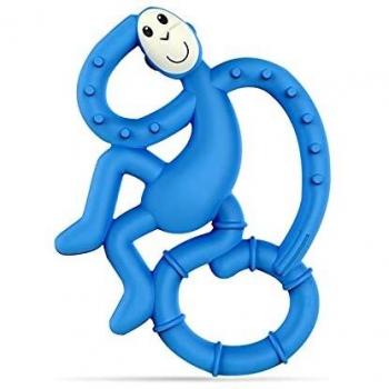 Mini Monkey Mordedor de Silicona Azul para Bebé - Seguro y Antimicrobiano
