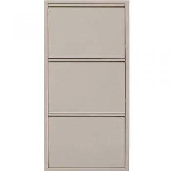 Zapatero de acero crema Caruso con 3 compartimentos y fijación mural, 104x50x15 cm