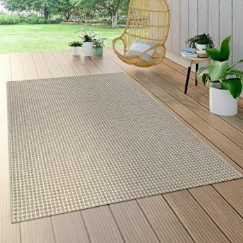 Alfombra Interior y Exterior Tejido Liso Efecto Sisal Monocolor Crema 200x290 cm