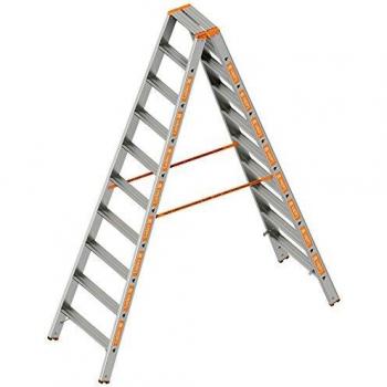 Escalera de Peldaños Layher 2x10, Aluminio, Doble Acceso, Plegable, 2.50 m
