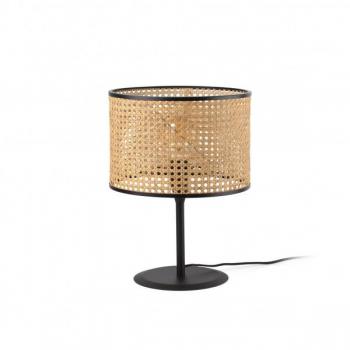 Lámpara sobremesa Mambo Acero 49,5 Cm negra/ratán FARO BARCELONA 64311-48