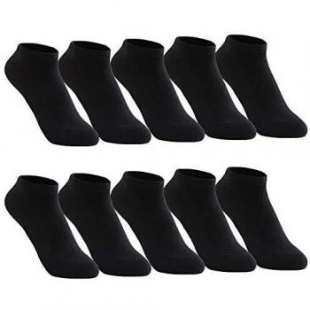 FALARY Calcetines DeportivosTobilleros hombre mujer 10 Pares Cortos Calcetin Algodon Negro 3942