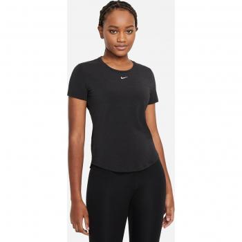 Camiseta de mujer Nike Dri-FIT One Luxe, parte de arriba de manga corta de ajuste estándar, color negro, talla XS (EU 32-34)