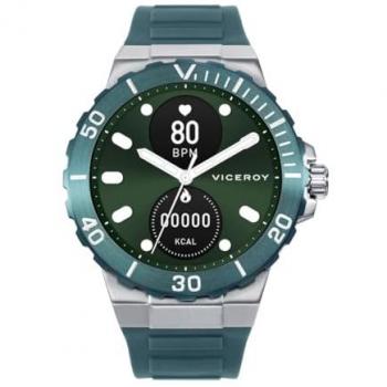 Reloj Inteligente Viceroy para Hombre de Acero con Bisel Verde y Correa de Silicona Verde, Estilo Deportivo