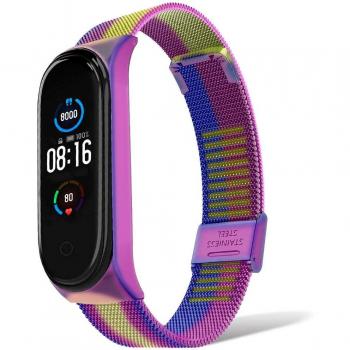 Correa de Acero Inoxidable Multicolor Compatible con Xiaomi Mi Smart Band 5/6 Pulsera de Recambio Repuesto
