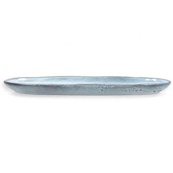Fuente Ovalada de Cerámica Quid Boreal 36x16cm Azul con Relieves Orgánicos 100% Higiénica y Apta para Microondas