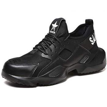 Zapatos de Seguridad Hombre Mujer Ligero Calzado Trabajo Zapatillas con Punta Acero Industriales Transpirable Seguridad Cómodas Antideslizante Anti Aplastamiento BlackWhite45