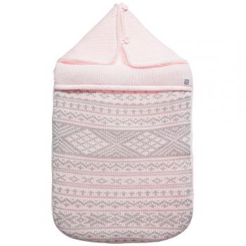Saco de Punto para Bebé con Capucha - Capazo y Maxi-cosi - Isac Rosa