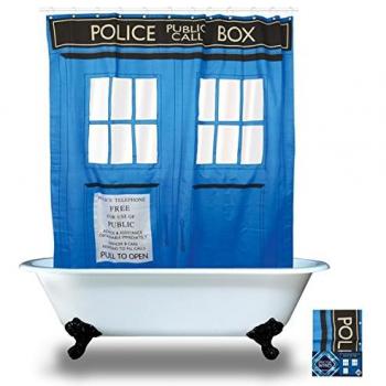 Tardis Shower Curtain with Transparent Windows by HMB