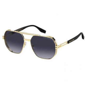 Marc Jacobs Men's Square Metal Sunglasses 784/S Black Gold Grey Shaded