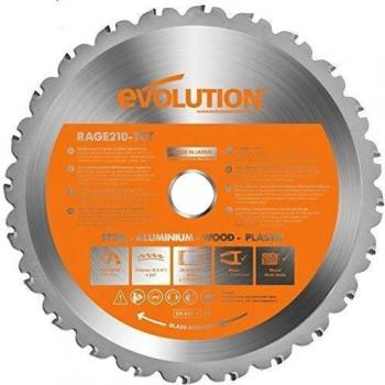 Evolution Power Tools - Hoja de sierra multiuso con punta de acero de carburo RAGE, 210 mm